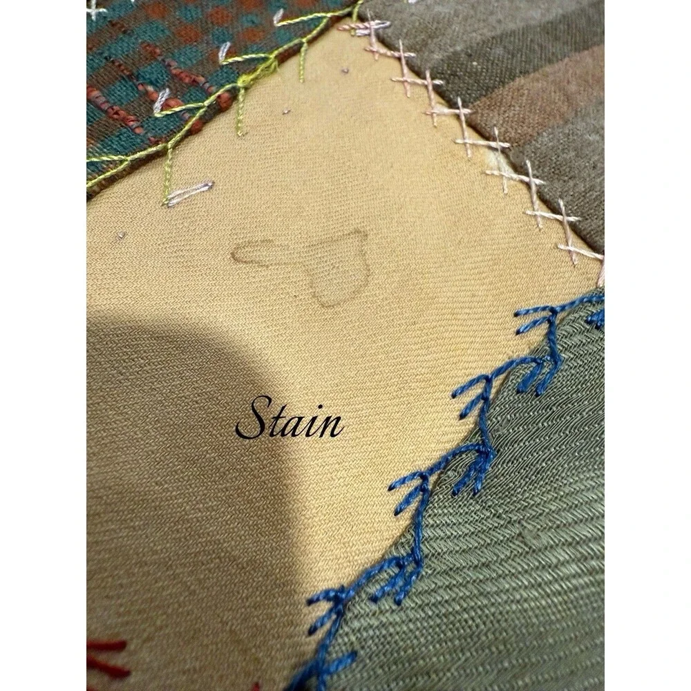 Antique Handmade Crazy Quilt Queen Size 80” X 84” Reversible Patchwork Floral